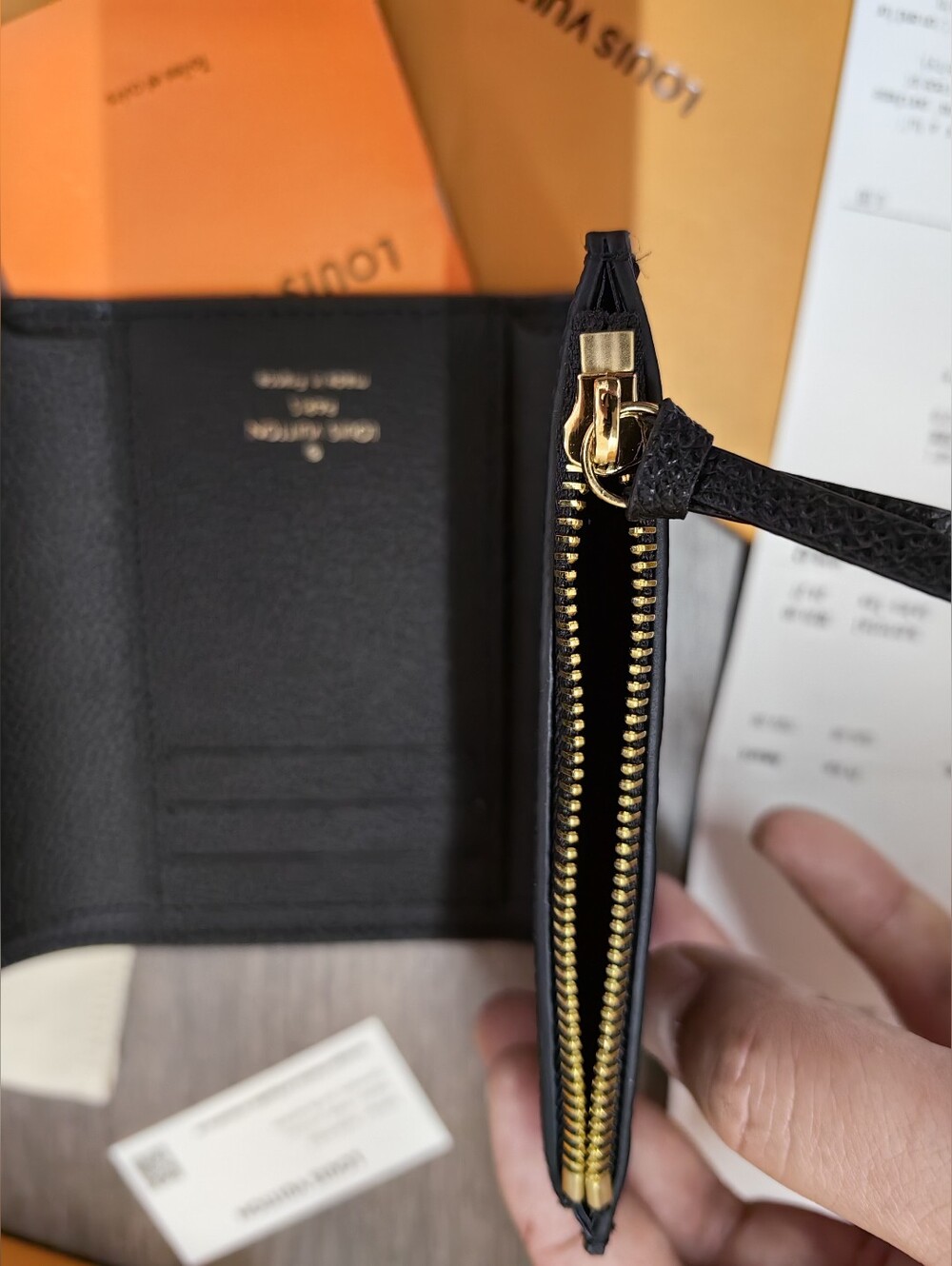 Louis Vuitton Black Embossed Monogram Envelope Wallet with Gold Snap - Picture 11 of 14